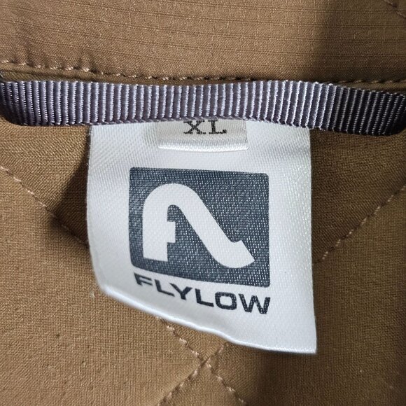 Flylow Quilted Insulated Jacket Men's XL Navy Tan Fill Zip Pockets Colorblock - Picture 5 of 16